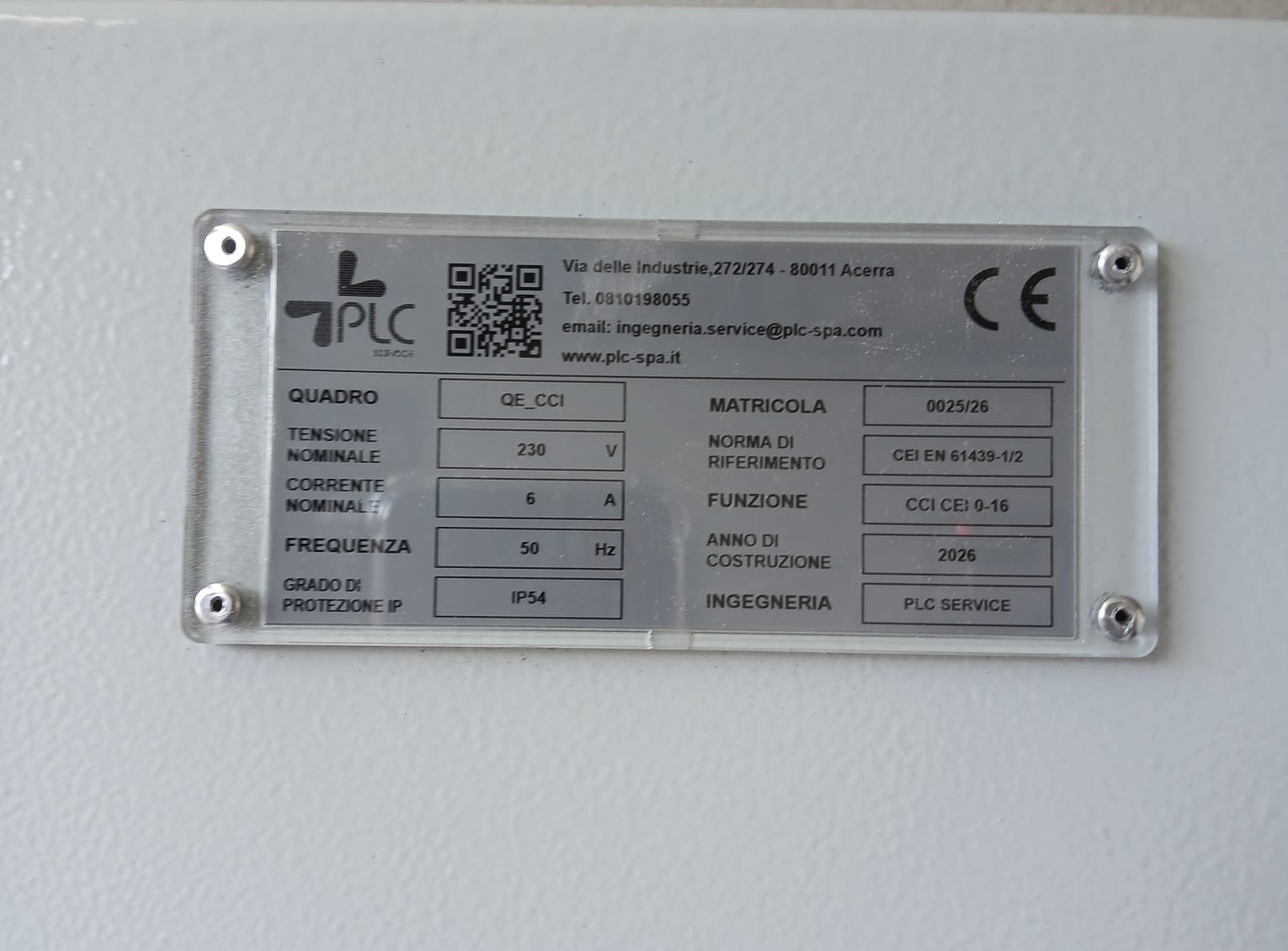 ingegneria e fornitura in opera di quadri CCI